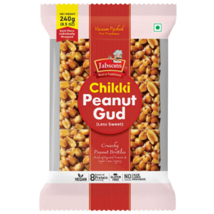 Sweet Peanut and Panela Nougat | Peanut Jaggery Chikki | Chikki Peanut Gud 240g Jabsons