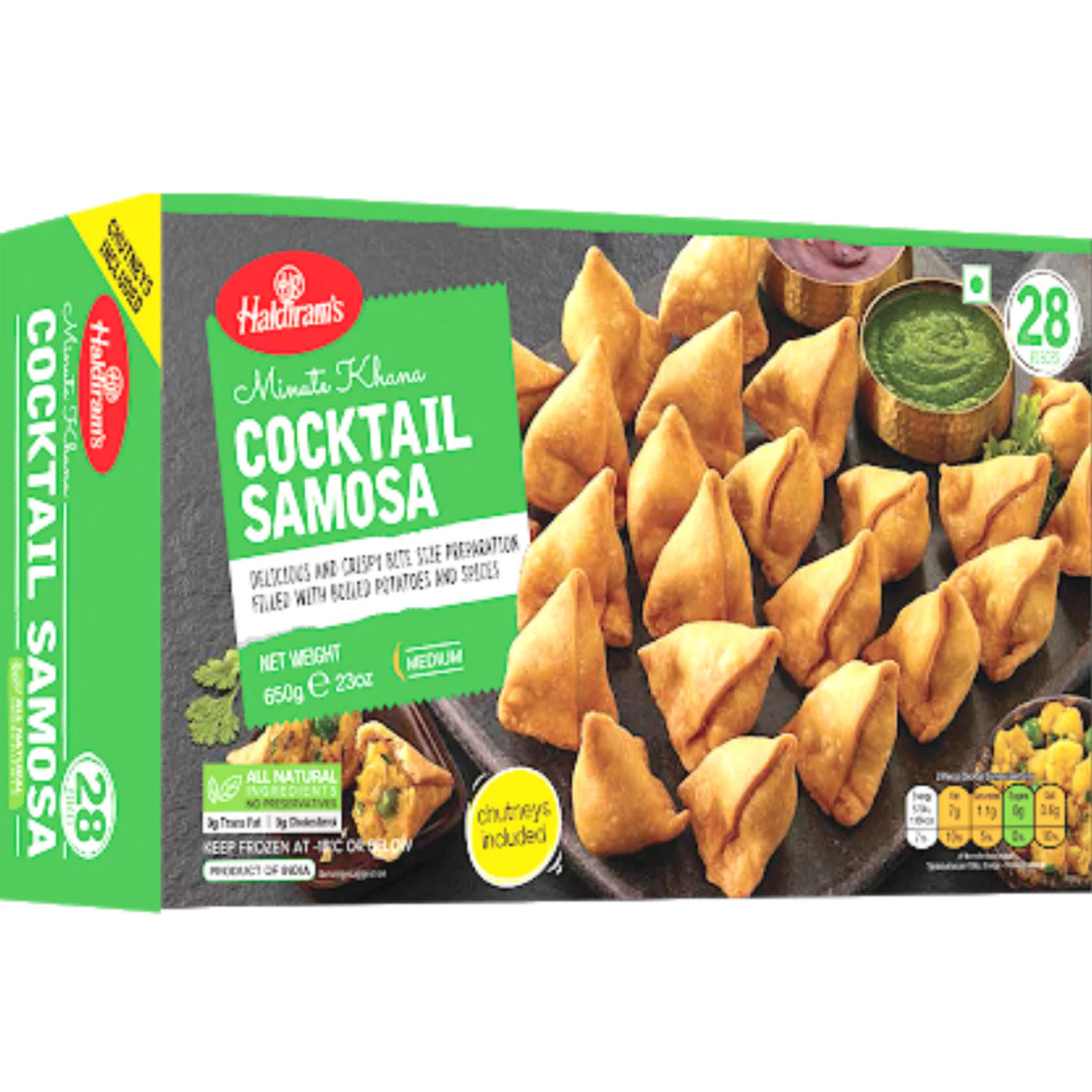 Cocktail Samosas with Potato and Peas | Veg Cocktail Samosa 650g/28 pcs. Haldiram's