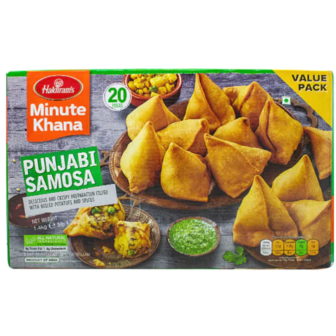 Samosas con patata y guisantes | Veg Punjabi Samosa (Jumbo) 1.4kg/20pcs. Haldiram