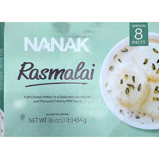 Cottage cheese dessert in milk cream with cardamom and pistachio | Rasmalai (Frozen) 454g/8 pieces. Nanak