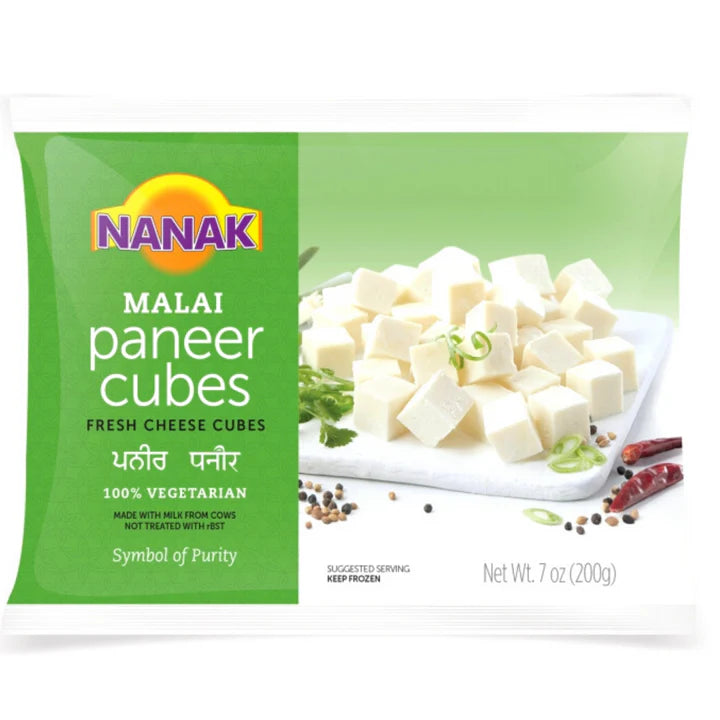 Fresh Indian Cheese Cubes | Paneer Cubes (Frozen) 400g Nanak