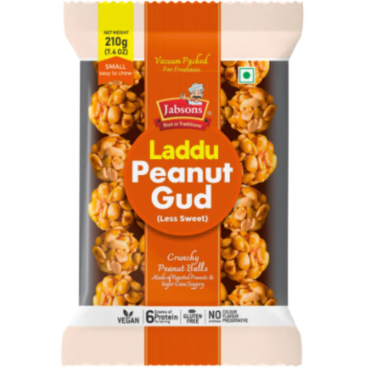 Sweet Peanut Jaggery Balls | Chikki Gud Peanut Laddu 210g