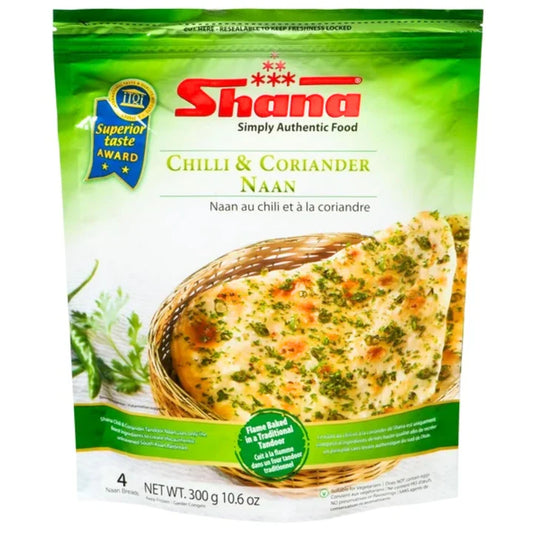 Baked Chili & Coriander Naan Bread | Tandoori Chili & Coriander Naan 300g/4 pcs. Shana