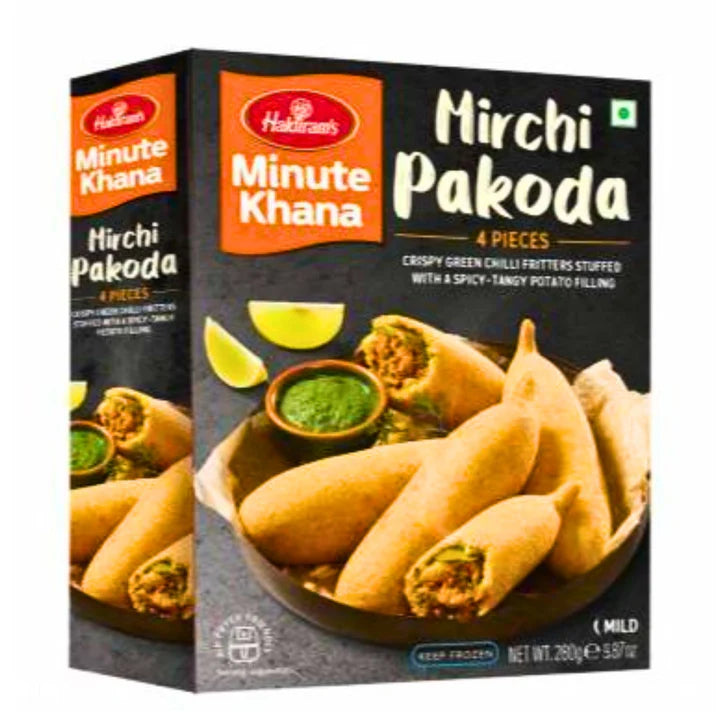 Crispy green chili fritters stuffed with a savory potato filling | Mirchi Pakoda (Frozen) 280g/4 pcs. Halidiram