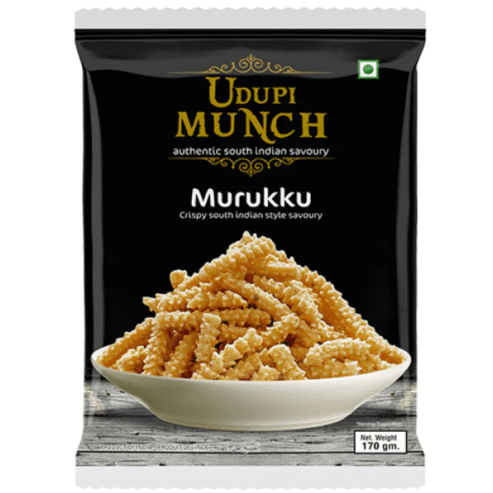 Salted Murukku Appetizers | Salted Murukku (Crunchy rice flour sticks) 170g Udapi Munch