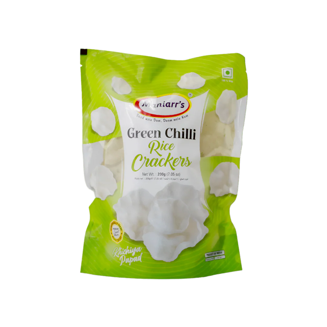 Maniarr’s Green Chilli Rice Crackers 200g